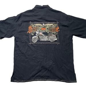 Harley Davidson Chrome Sweet Chrome Embroidered Button Up Shirt Sz XL Men's Silk